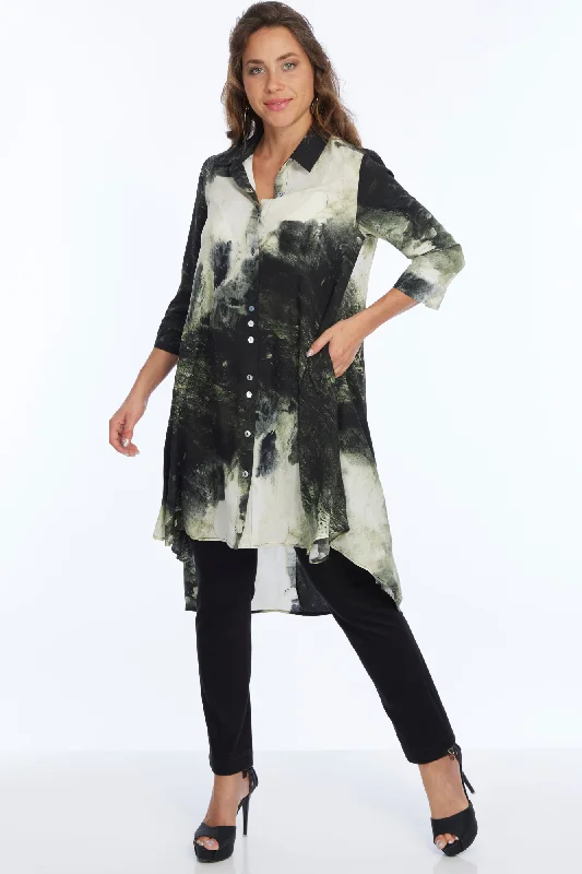 Special Discount Hunter Green Print Dress Shirt LIOR