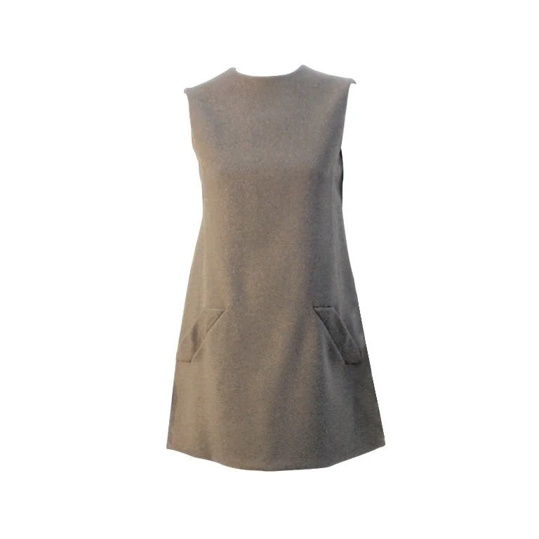 Extra Discounts GEOFFREY BEENE 1960s Gray Wool Sleeveless Dress