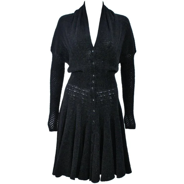 Huge Discounts ALAÏA Vintage Black Fuzzy Stretch Dress Size XS