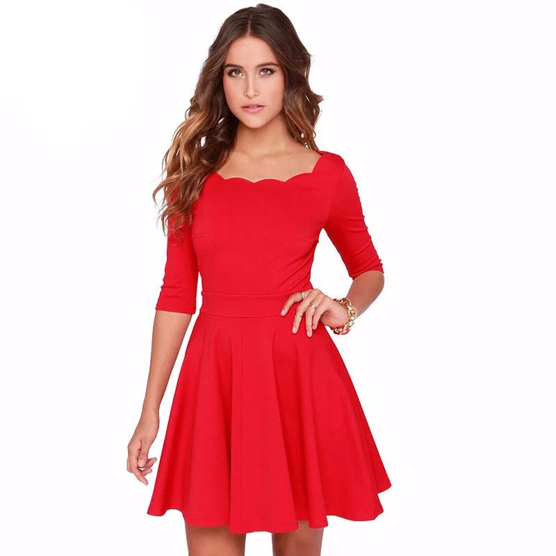 Super Bargain Mini-Dress With Wave Round Neck
