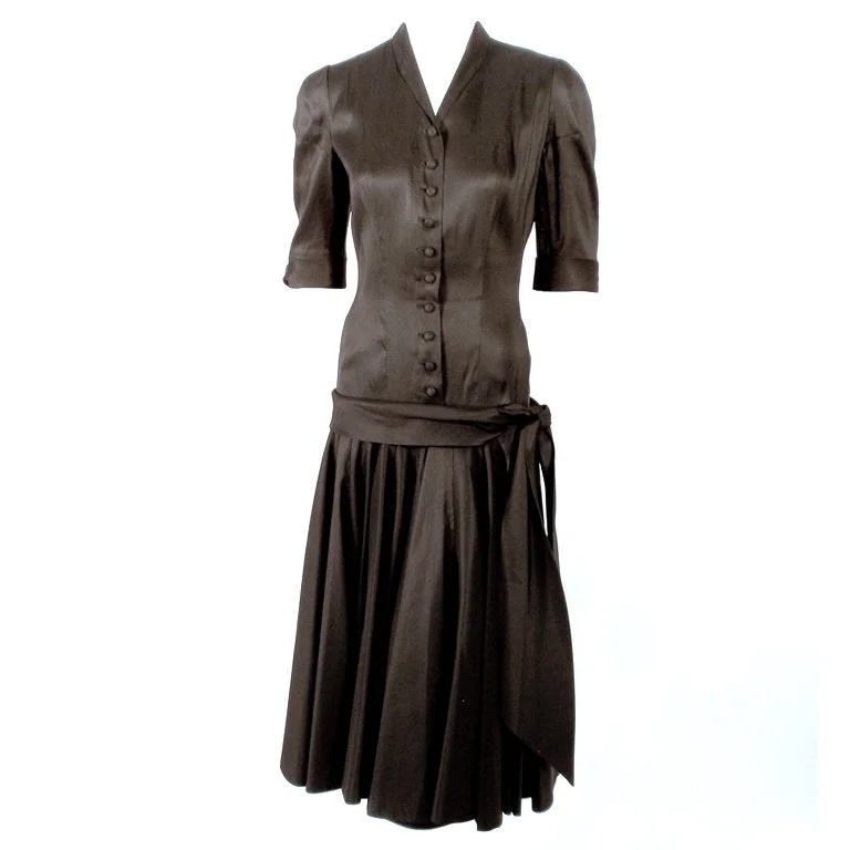 Exclusive Online Offer TRAINA-NORELL Black Satin Cocktail Dress and Full Skirt Size XS