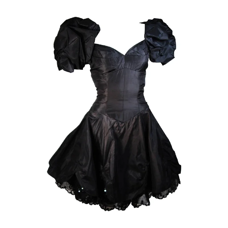 Great Deals VICKY TIEL Black Sequin Lace Silk Cocktail Dress Size Small