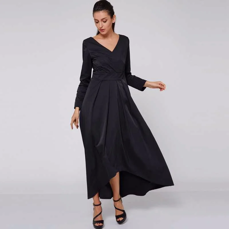 Midnight Madness Ankle Length Dress With V-Neck