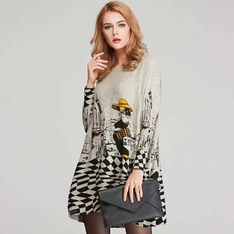 Deal Alert Autumn O-Neck Knitted Sweater Dress