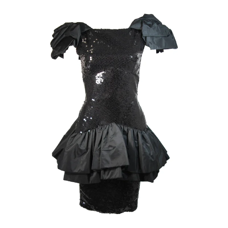Lowest Price VICKY TIEL Black Sequin Bodice Cocktail Dress Size 38