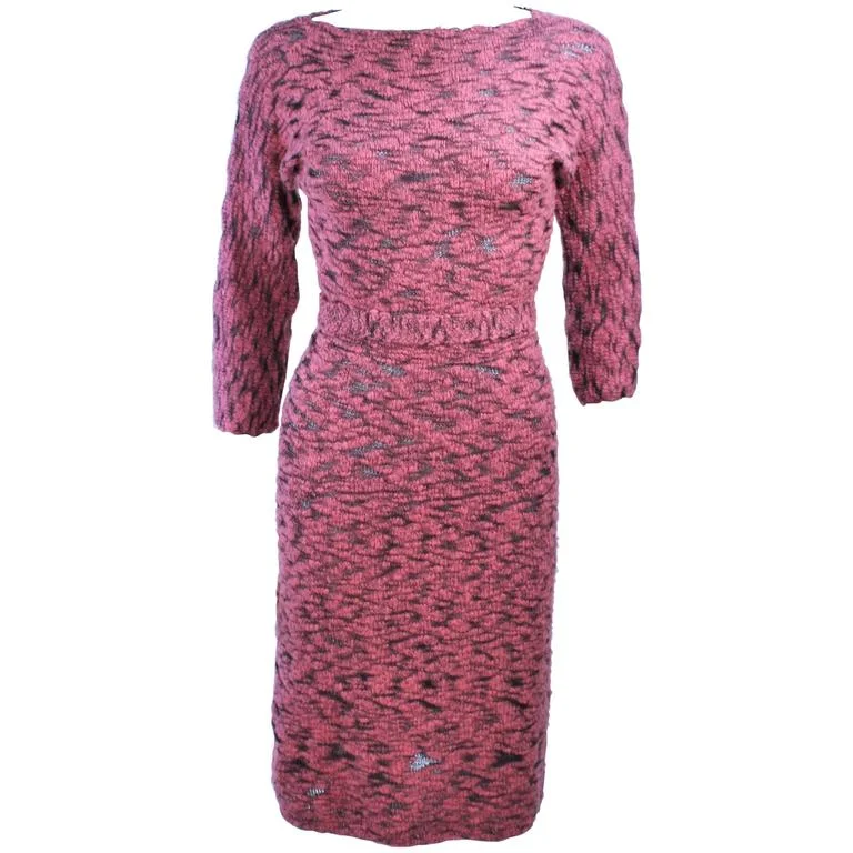 Online Exclusive SYDNEY'S 1960s Pink and Black Stretch Knit Cocktail Dress Size 2-4