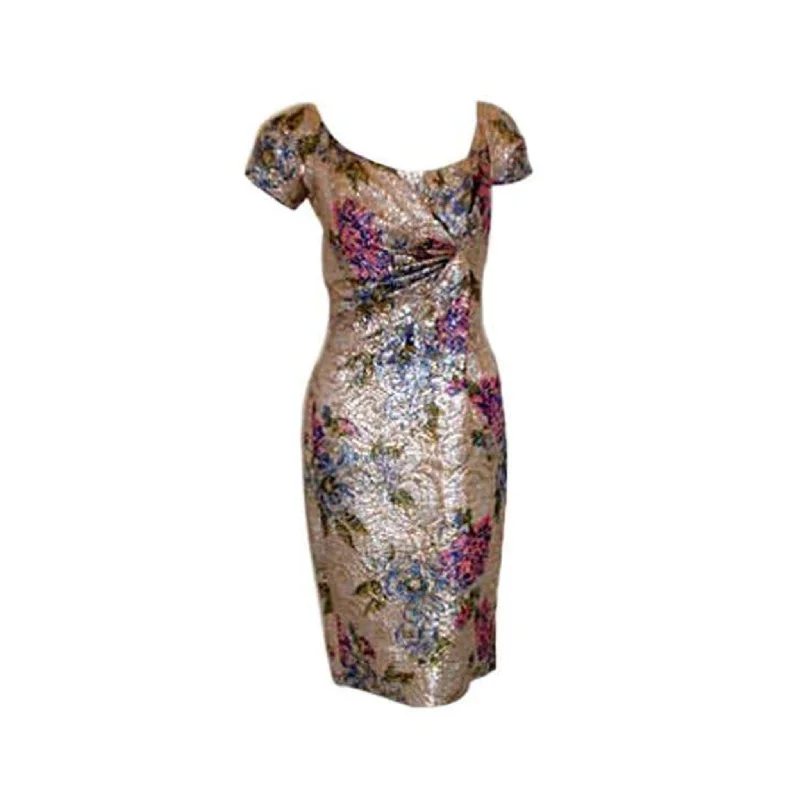 Stock Clearance CEIL CHAPMAN Circa 1950 Floral Brocade Cocktail Dress