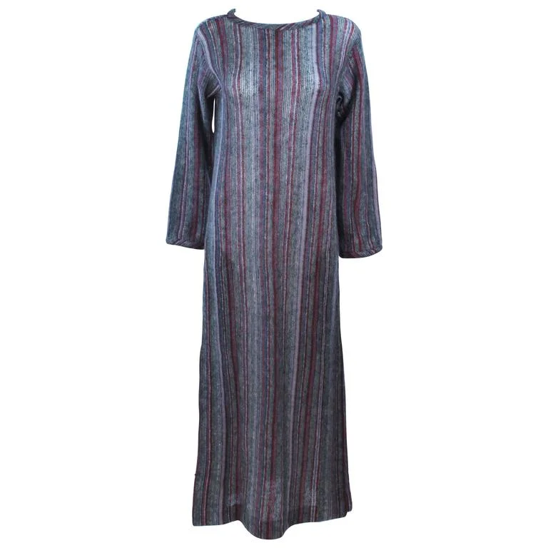 Closeout MISSONI Grey Mauve Green Full Length Sweater Dress Size Large
