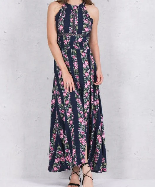 Today’s Deal Long Sleeveless Dress With Flower Pattern