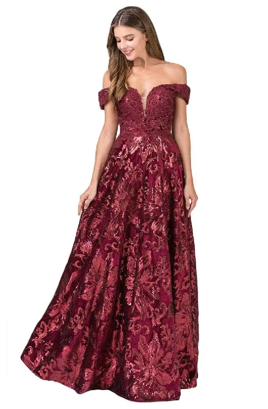 Savings Galore Eureka Fashion - 6733 Sequined Deep Off-Shoulder Velvet A-line Dress