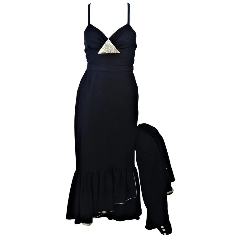 Limited Time Discount SONIA RYKIEL Silk and Gold Metallic Cocktail Set Size 42