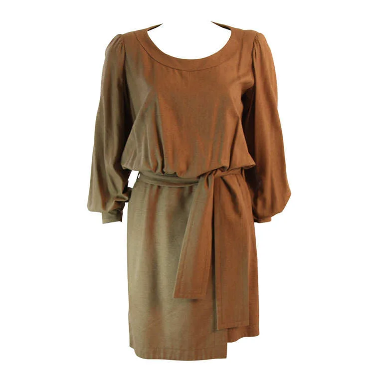 Referral Discount YVES SAINT LAURENT Silk Camel Dress Size 36