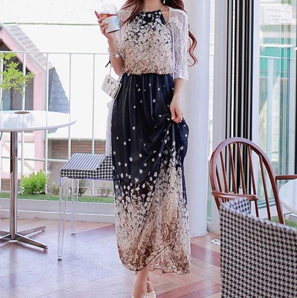 Unmissable Offer Summer Off-Shoulder Long Dress With Flower Pattern