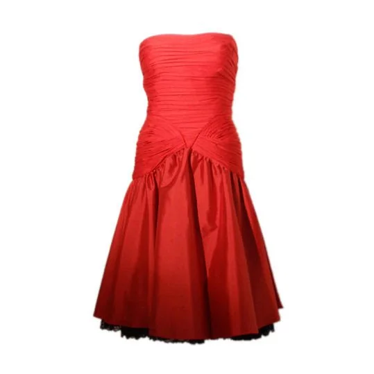 Online Only JILL RICHARDS 1980s Red Strapless Jersey Dress with Black Crinoline