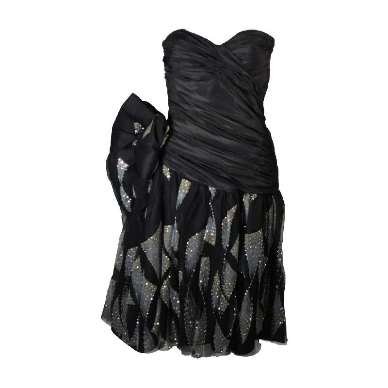 Closeout VICKY TIEL Black Cocktail Dress with Metallic Accents Size Small