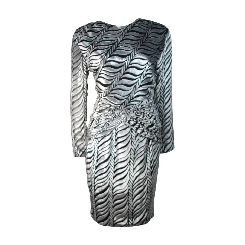 Exclusive Offers VICKY TIEL Black & Silver Burnout Velvet Cocktail Dress Size Small