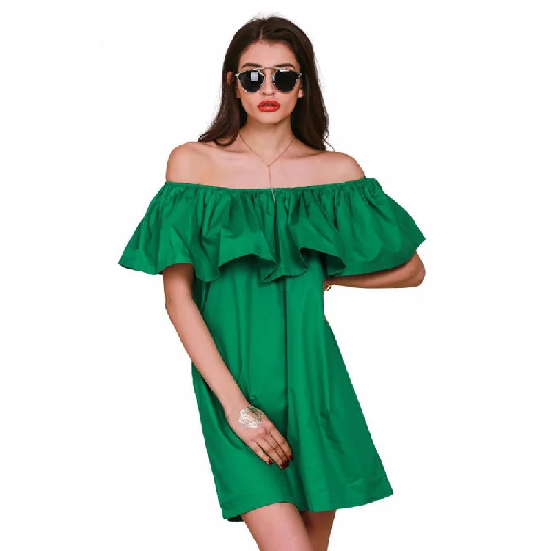 Closeout Slash Neck Off Shoulder Dress