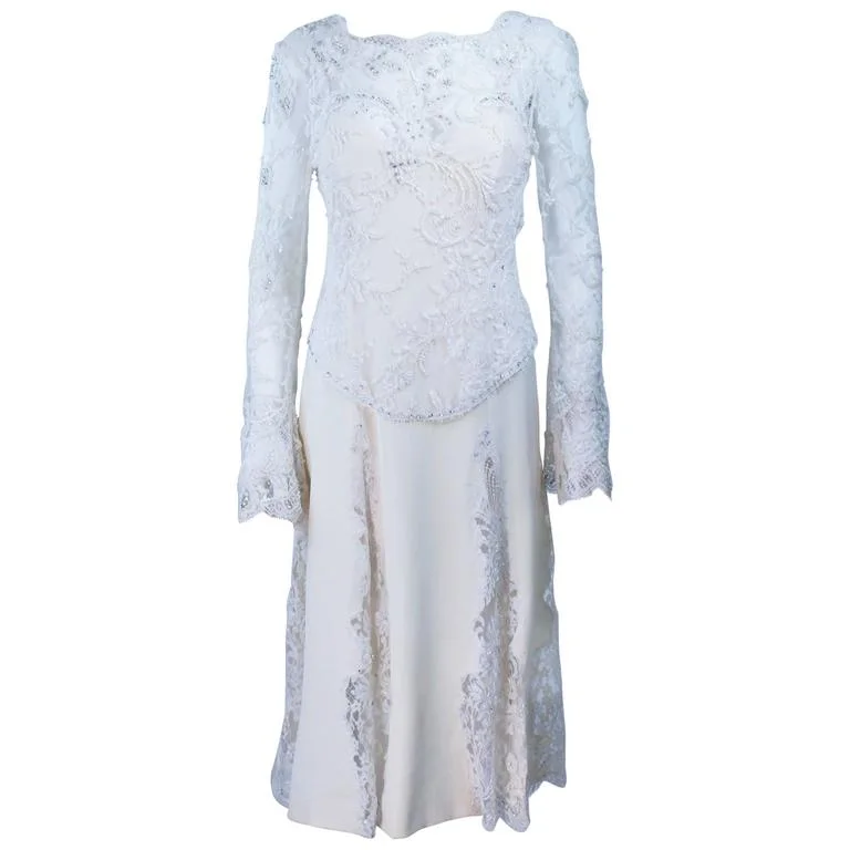 Doorbuster Deal FE ZANDI White Lace Silk Embellished Dress Size 6