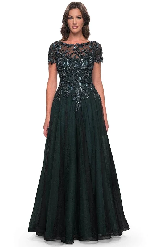 Overstock La Femme 31267 - Floral Sequin Formal Dress