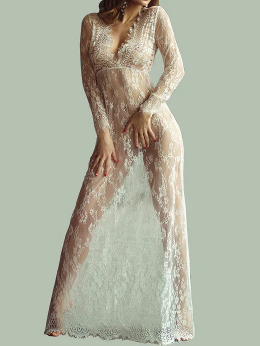 Incredible Offers Floor-Length Lace Dress