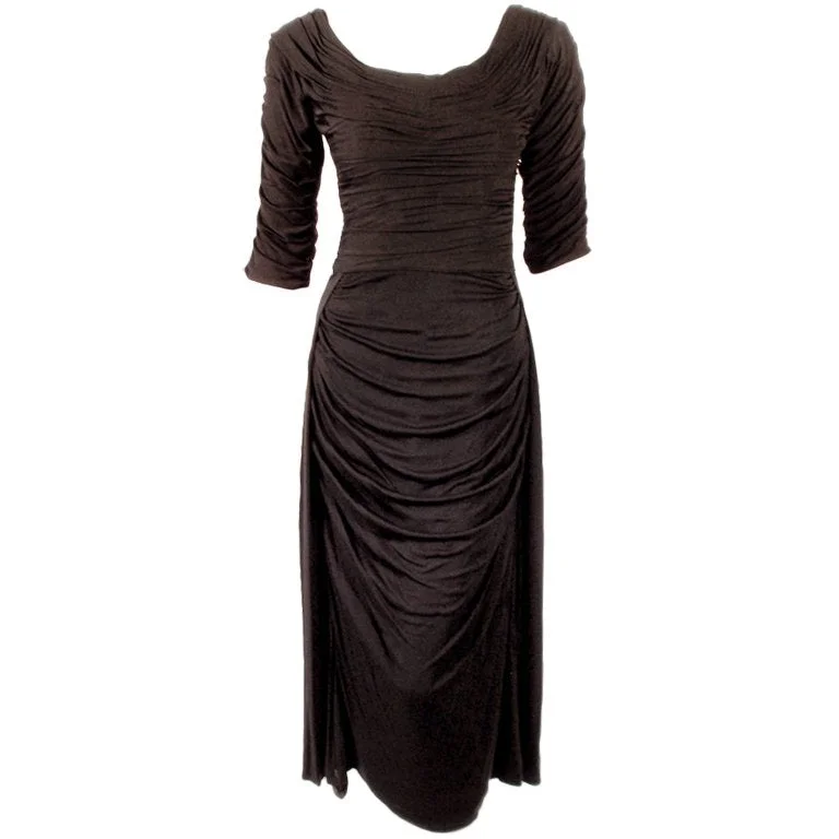 Today’s Special CEIL CHAPMAN Black Ruched Cocktail Dress with 3/4 Sleeves