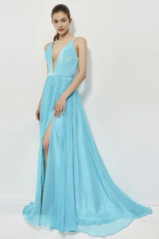 Anniversary Sale Angela & Alison - 81014 Sleeveless Velvet Bodice High Slit Gown