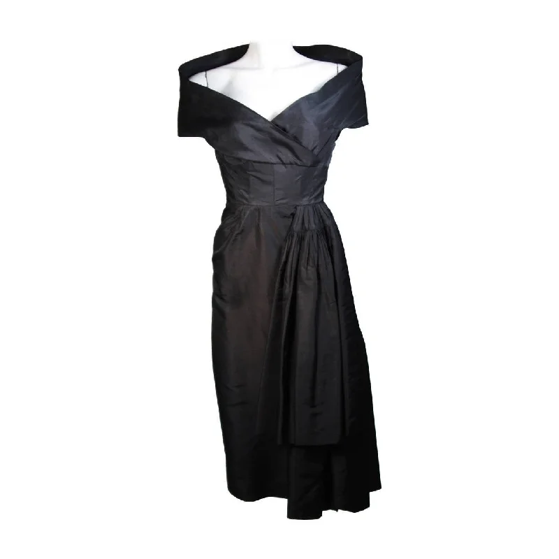 Low Prices CEIL CHAPMAN  Black Cocktail Dress with Draped Detail Size Small