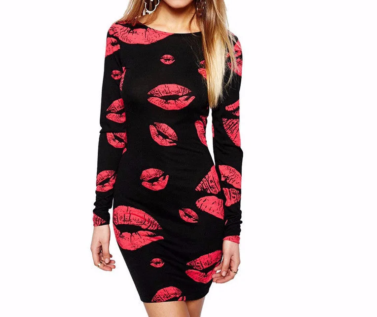 Instant Savings Women's Slim Elastic Long-Sleeve Dress