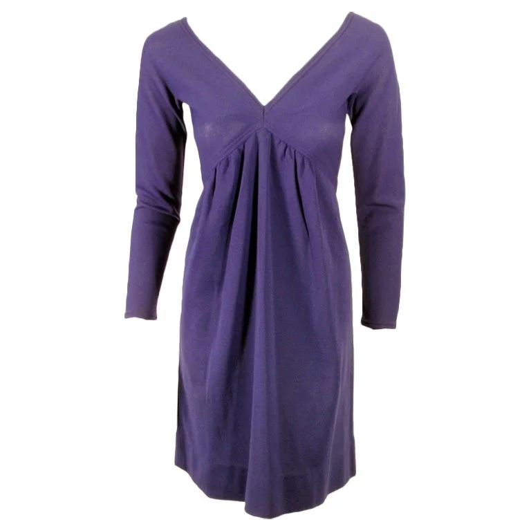Overstock Sale RUDI GERNREICH 1960s Vintage Purple Knit V-Neck Mini Dress