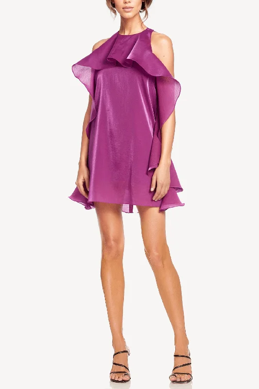 Super Deal The Tristan | Fuchsia Chiffon Ruffle Mini Dress