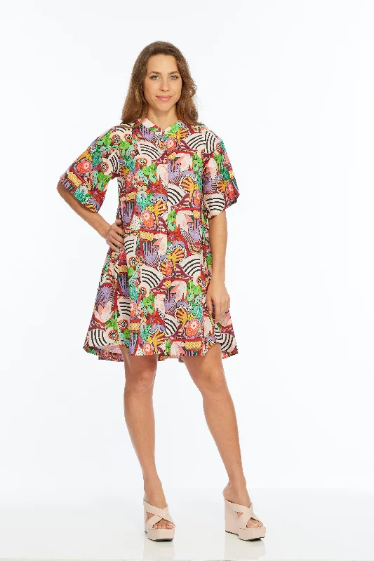 Price Fest Over-sized Boxy Fit Animal Abstract Print A-Line Dress | AKIRA LIOR