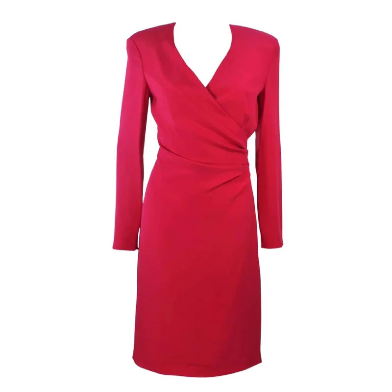 Midnight Madness ARMANI Magenta Drape Silk Cocktail Dress Size 8-10