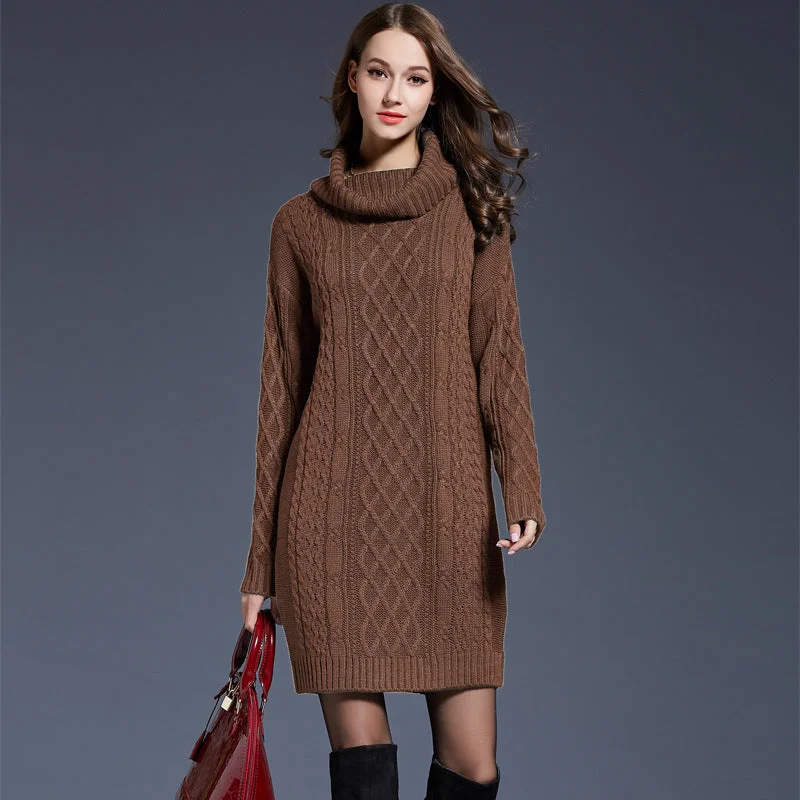 Buy More, Save More Women's Cable Knit Turtleneck Jumper Dress