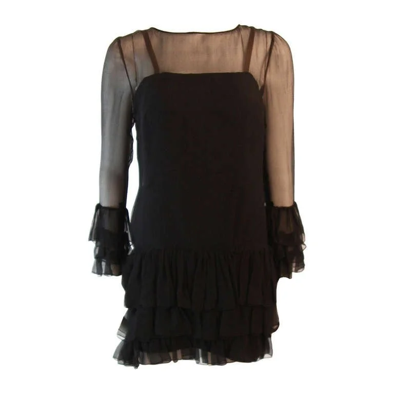 Major Savings PAULINE TRIGERE Black Chiffon Dress Size S