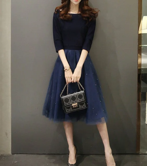 Unbeatable Prices Women Three Quarter Sleeve Patchwork Solid Dress