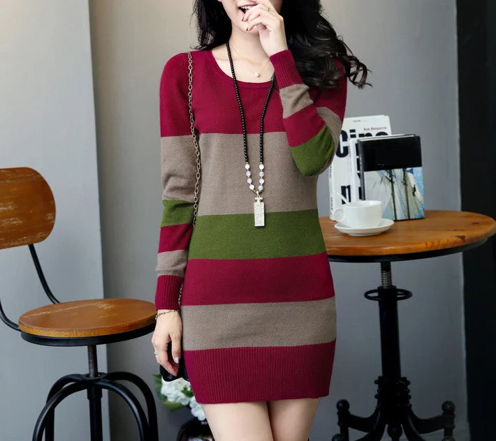 Final Clearance Contrast Color Sweater Dress