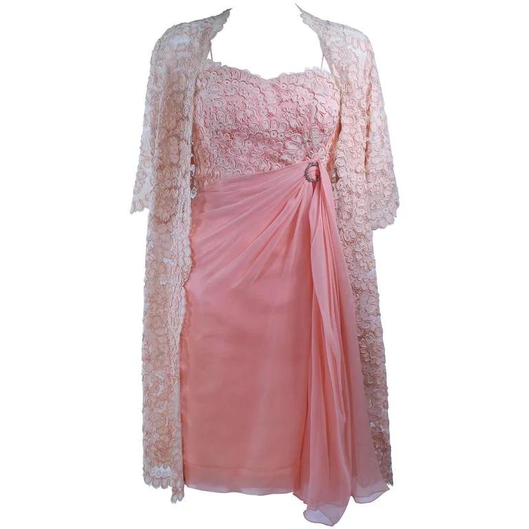 Final Sale CONCHITA 1950s Cocktail Dress and Lace Coat Ensemble Size 4