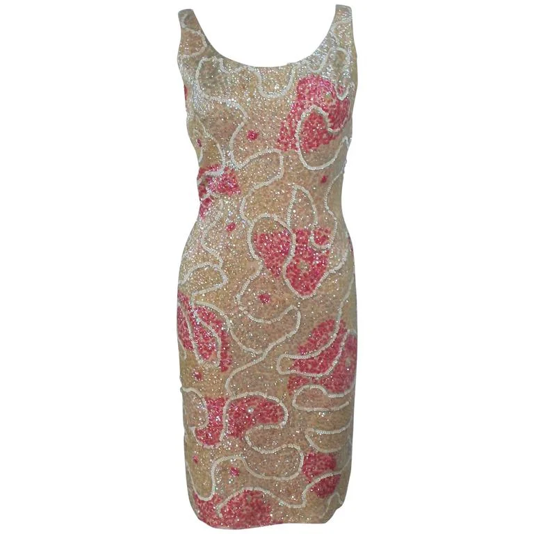Final Clearance GENE SHELLY'S Stretch Knit Sequined Cocktail Dress Size 6-8