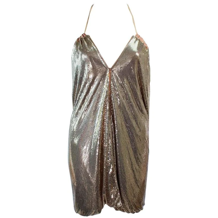 Grand Opening Sale WHITING & DAVIS Gold Mesh Dress or Skirt with Tassel