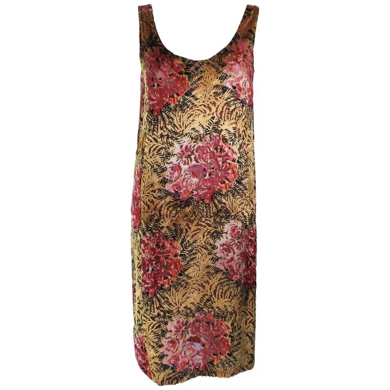 Limited Availability VINTAGE Circa 1940s Floral Pattern Velvet Cocktail Dress Size 4-6