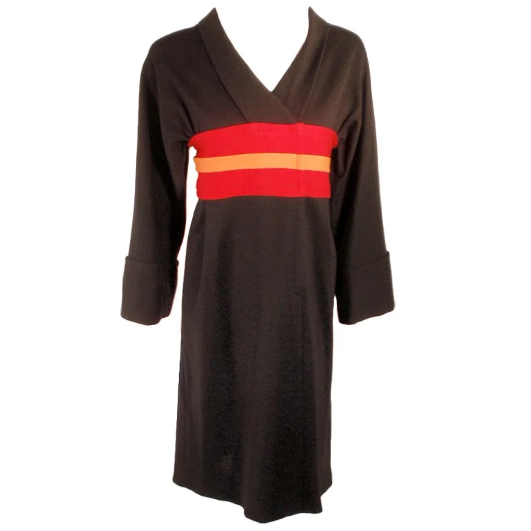 Bargain Blast RUDI GERNREICH Vintage Wool Black, Red, and Orange Kabuki Dress