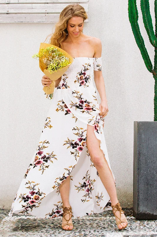 Exclusive Savings Off Shoulder Maxi Dress