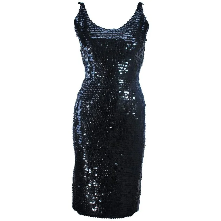 Price Rollback 1960s hand beaded Black Sequin Cocktail Dress Size 6