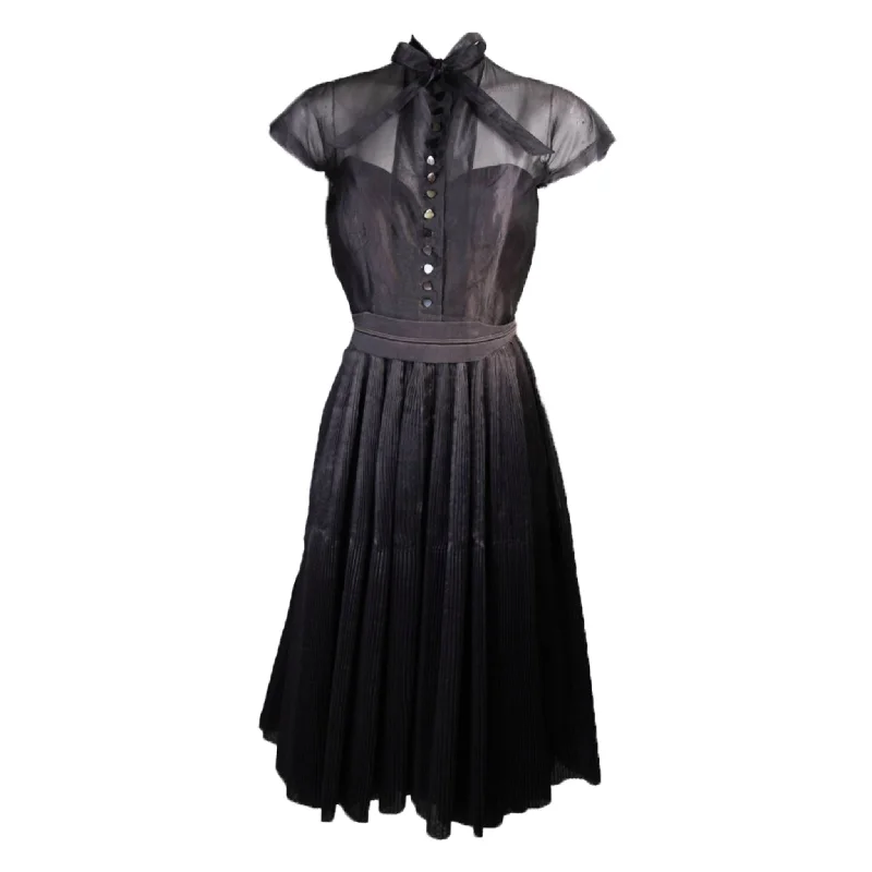 Extra Savings PEDRO RODRIGURZ 1950s Gray Silk Organza Cocktail Dress Size Small
