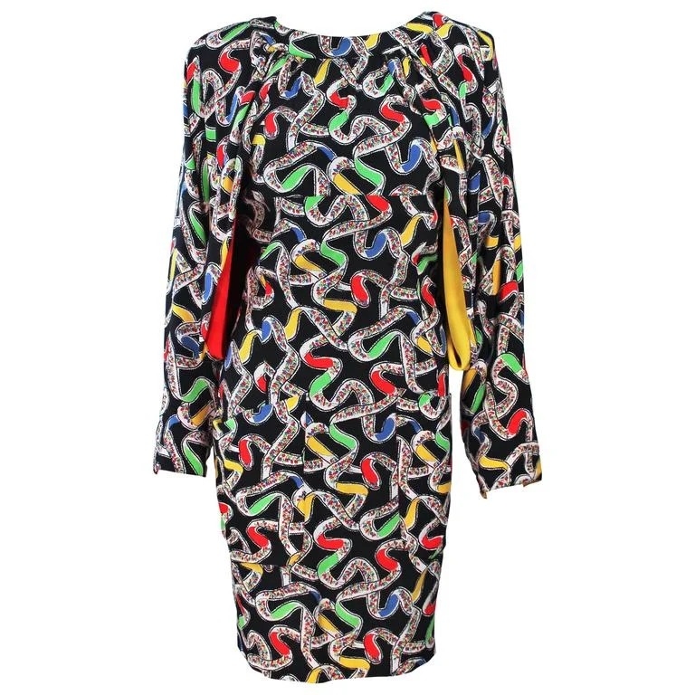 Customer Appreciation Sale KARL LAGERFELD Attributed Draped Black Silk Abstract Dress Size 6-8
