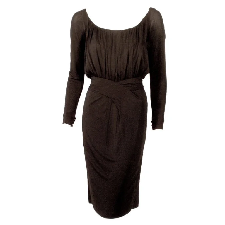 Last Chance CEIL CHAPMAN Vintage Black Long Sleeve Jersey Cocktail Dress