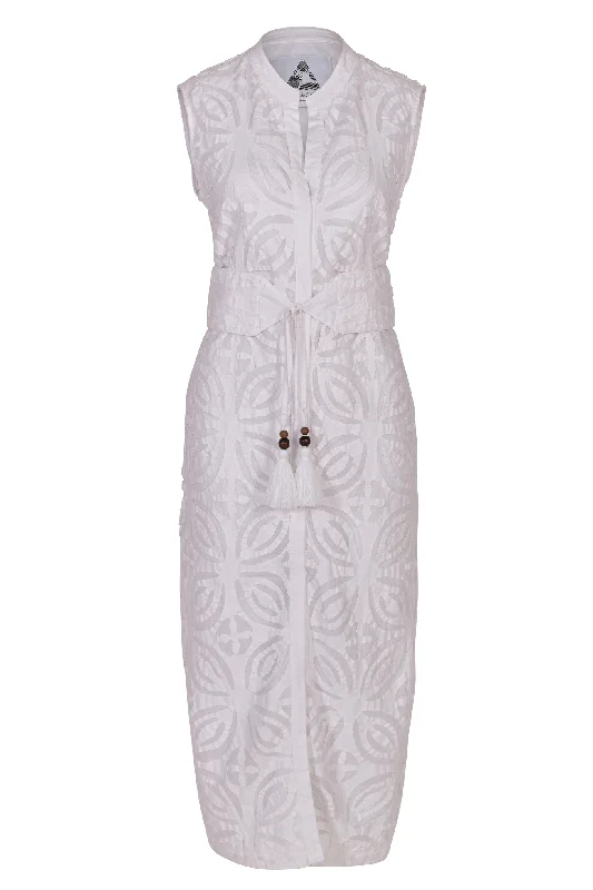 Price Break Pearl & Caviar Belted Dress - White