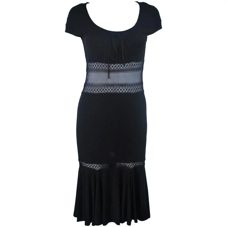 Year-End Sale BLUMARINE Black Stretch Jersey with Lace Details Size 42