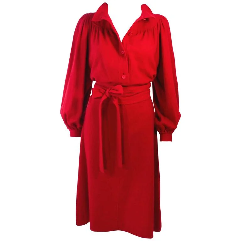 Price Drop EMANUEL UNGARO Red Wool Cashmere Blend Dress Size 8