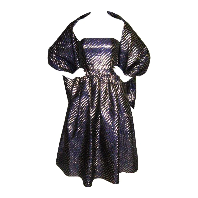 Hot Deal LANVIN Purple and Gold Lurex Silk Cocktail Dress and Wrap
